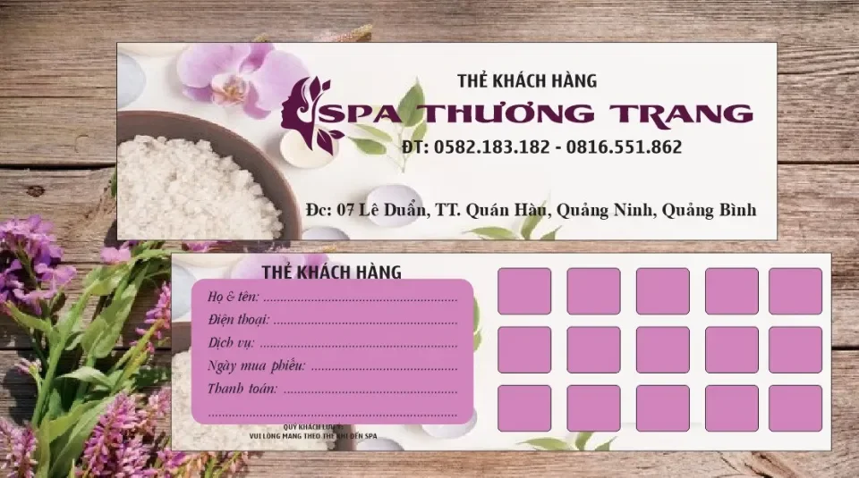 In Thẻ liệu trình spa