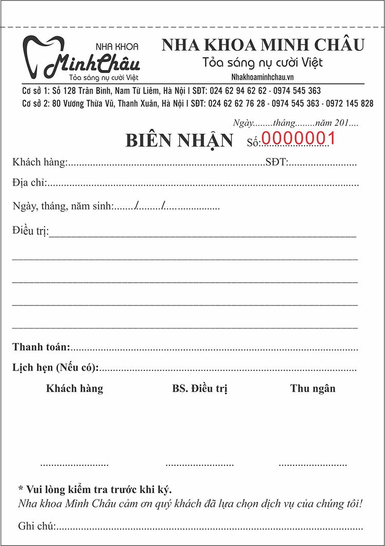 In biên nhận